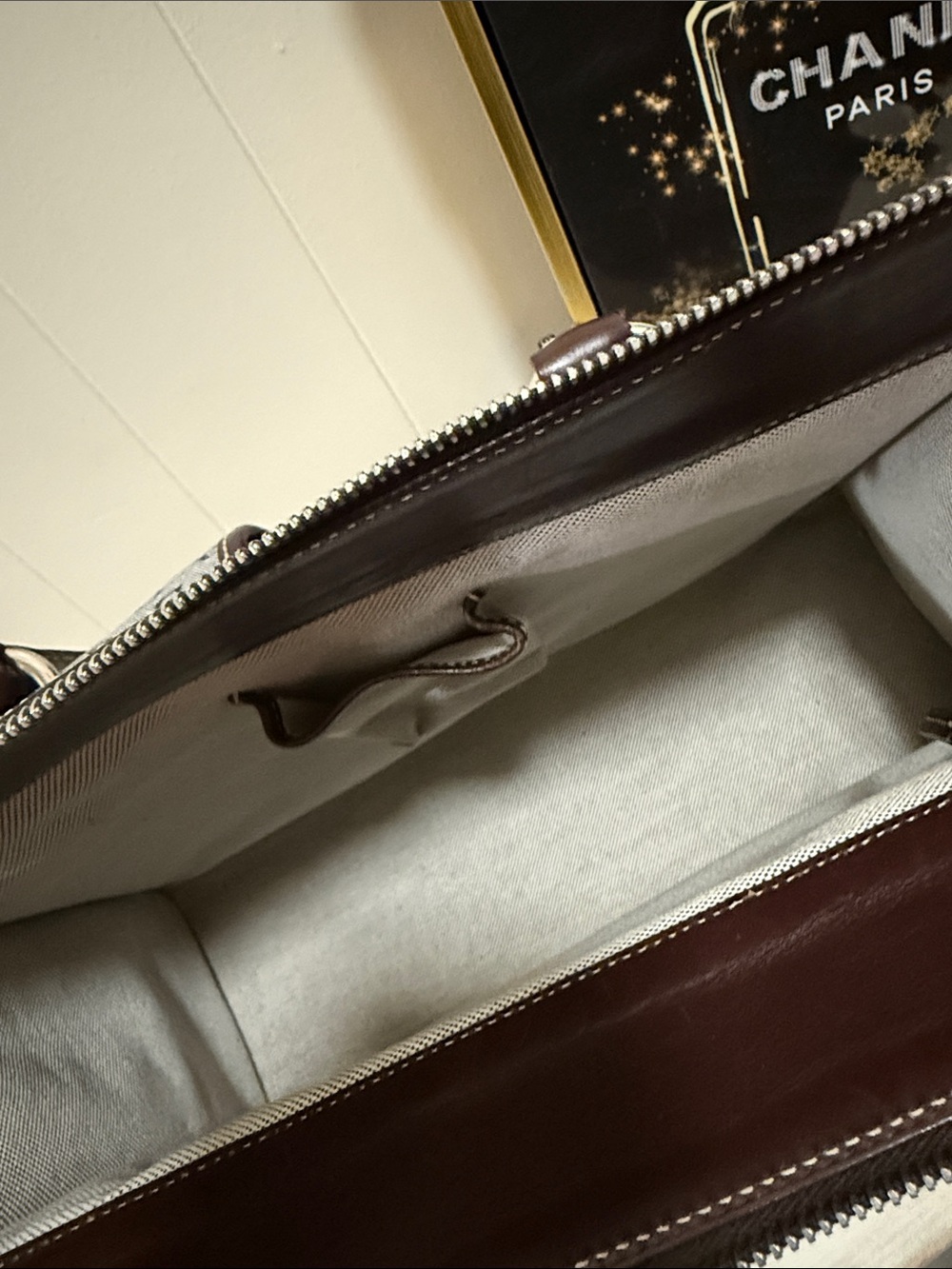 Dooney & Bourke Brown Leather Patterned Dual-Pocket Satchel with Top Handles - Picture 12 of 12